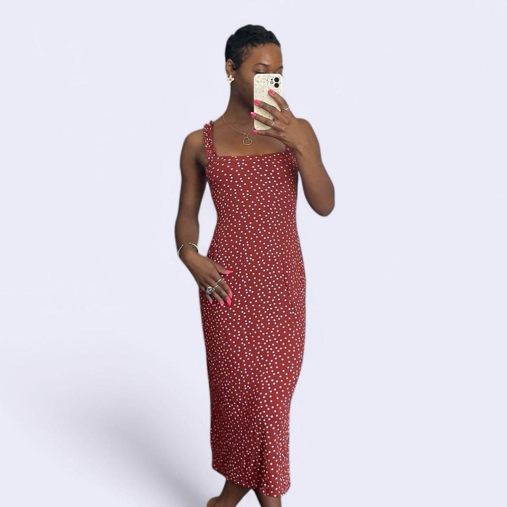 Ladies red polka dot maxi dress